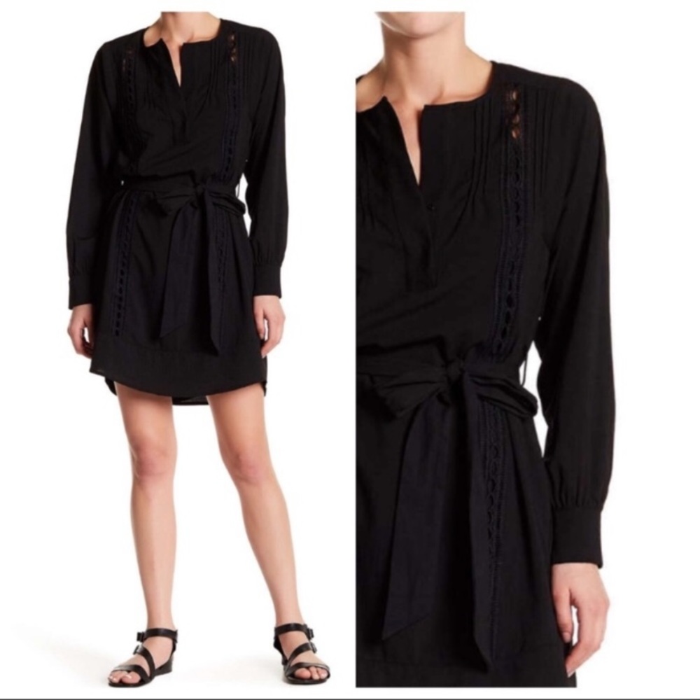 Adelyn Rae Black Tie-Waist Shirtdress - Picture 1 of 7